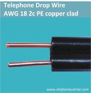 telephone drop wire awg 18 2c PE copper clad 2